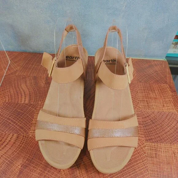 Earth Oak Chestnut Suede Platform Sandals Size 9 Dusty Pink - Picture 5 of 7